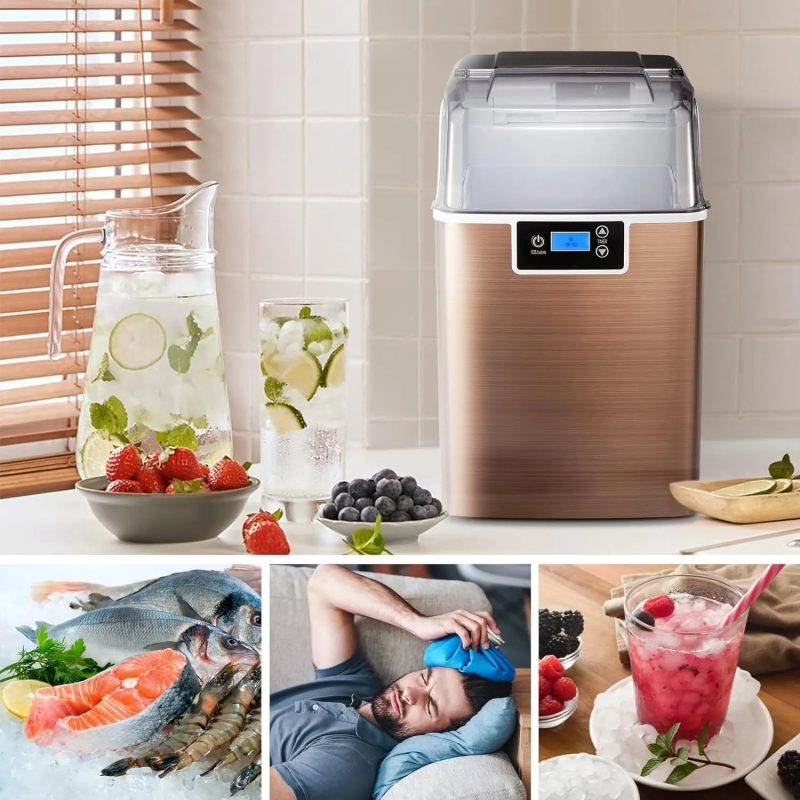 Ice Makers Countertop, 45lbs/Day Pebble Ice Maker Machine with 24-Hour Timer, Self-Cleaning Sonic ice Maker with Ice Scoop - 图片 7