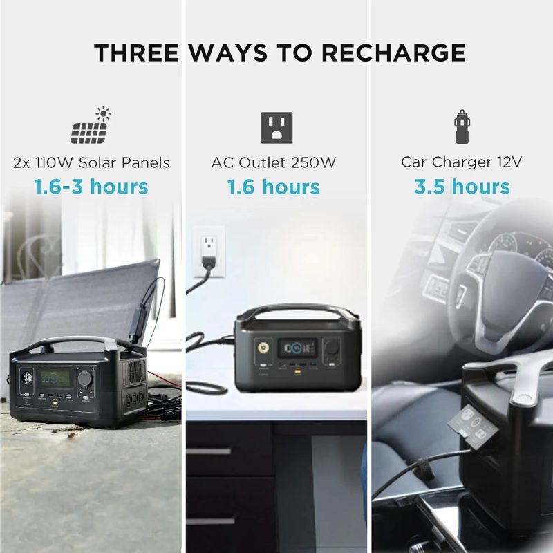EF ECOFLOW RIVER 288Wh Portable Power Station 3 x 600W AC Outlets & LED Flashlight - Image 5