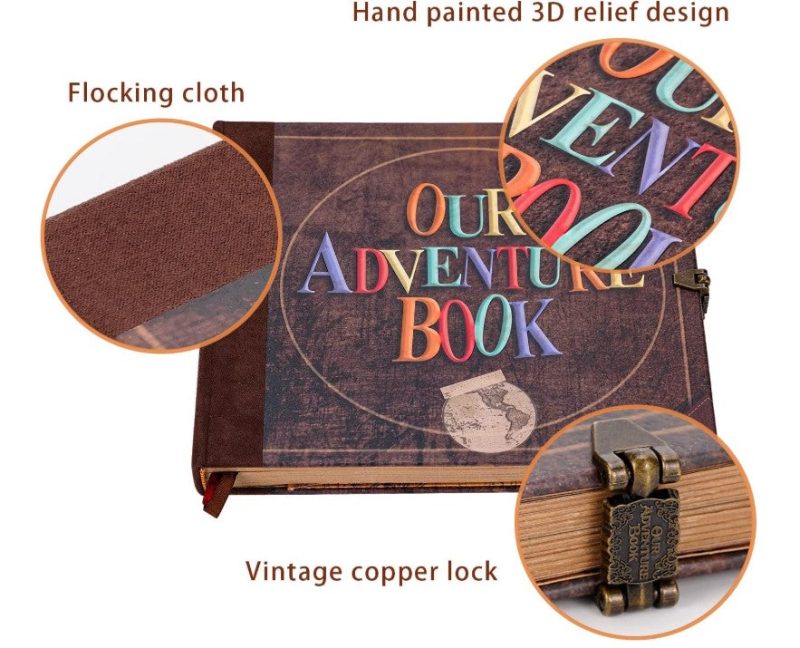 Adventure Book Scrapbook Photo Album Retro Style Embossed Letter Cover Travel Diary Journal Scrap Book Kit For Couples, - Image 6