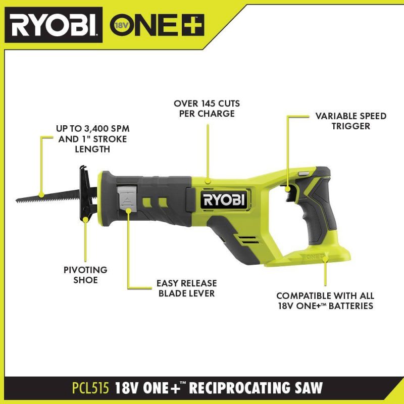 RYOBI ONE+ 18V Cordless Reciprocating Saw (Tool Only) PCL515B - Image 3