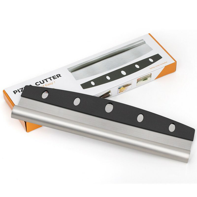 14′′ Pizza Cutter Sharp Rocker Blade Heavy Duty Stainless Steel Slicer With Cover - Image 6