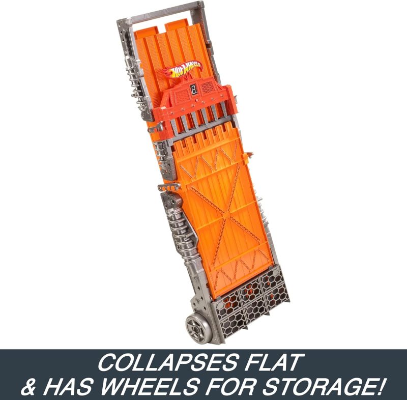 Hot Wheels Toy Car Track Set Super 6-Lane Raceway, 8ft Track that Folds Up for Storage with 6 1:64 Scale Cars - 图片 4
