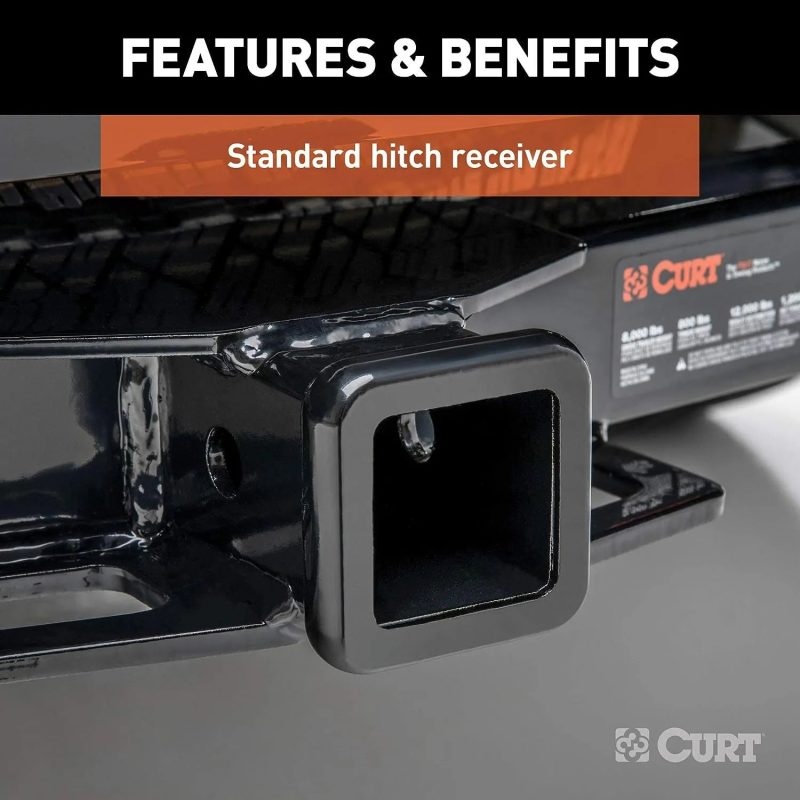 CURT Class 3 Trailer Hitch, 2" Receiver, Round Tube Frame, Black - Image 4