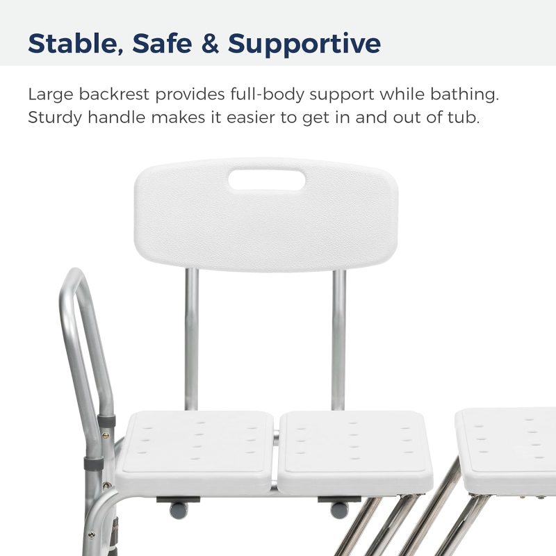 Drive Medical Splash Defense Tub Transfer Bench for Bathtub with Curtain Guard Protection, White - Image 6