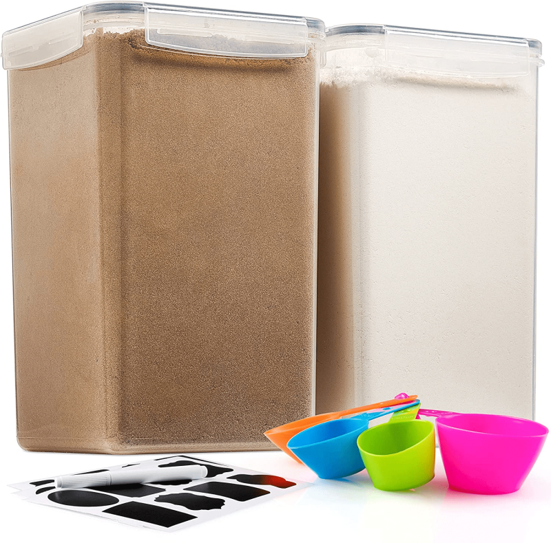2 Pack Extra Large Airtight Food Storage Containers – 6.5L / 220 Oz Flour With Labels, Marker & Spoon Set - Image 6