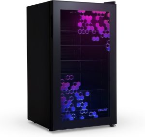 Beverage Refrigerator Cooler | 126 Cans Free Standing with Right Hinge Glass Door | Mini Fridge Beverage Organizer Perfect For Beer, Wine, Soda, And Cooler Drinks