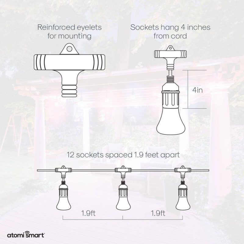 Atomi Smart WiFi Color String Lights, 24ft, Alexa/Google Compatible, Waterproof LED - Image 6