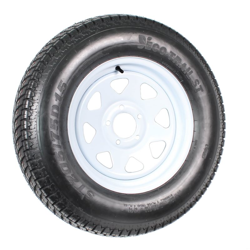2-Pack Trailer Tire On Rim ST205/75D15 205/75 D 15 in. LRC 5 Hole White Spoke - Image 3