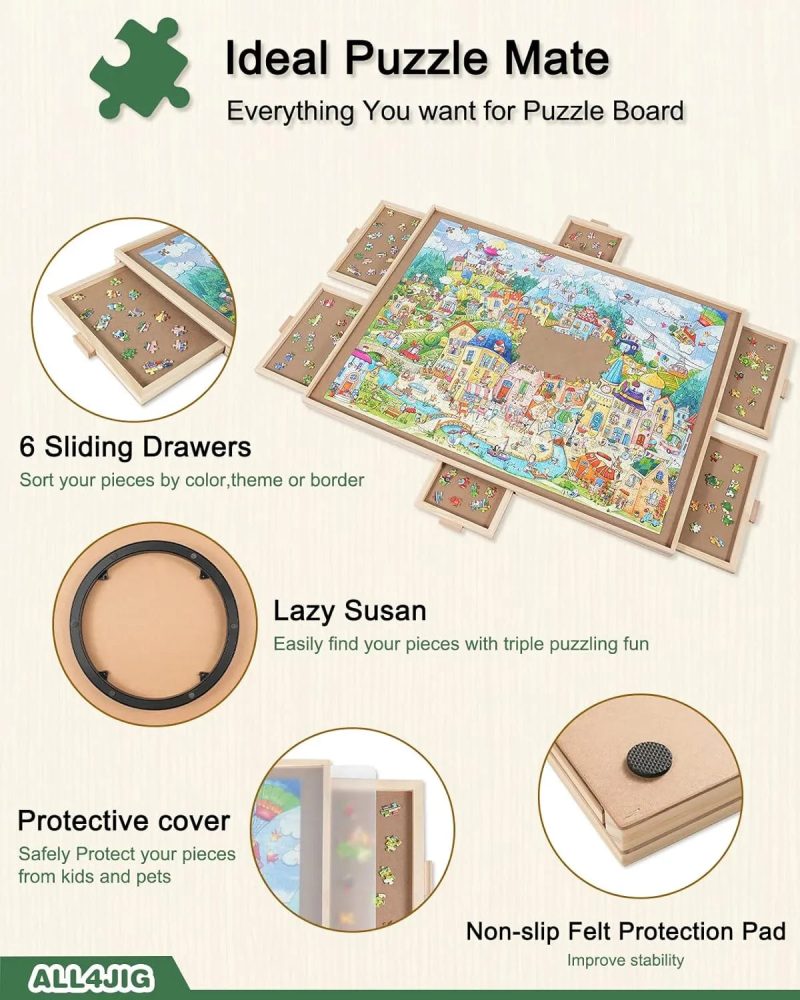 ALL4JIG Adult Portable Wooden Jigsaw Puzzle Table - Image 2