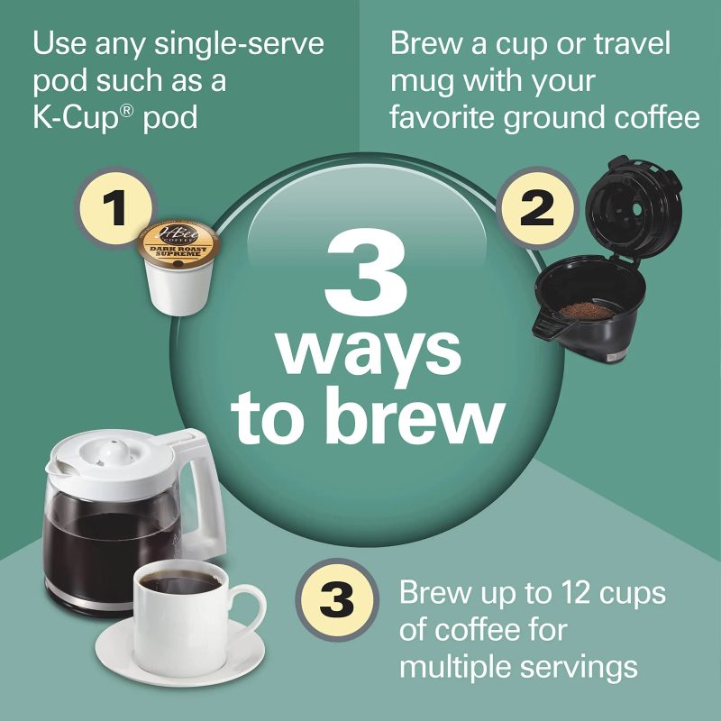 Hamilton Beach FlexBrew Trio 2-Way Coffee Maker, Compatible with K-Cup Pods or Grounds, Combo, Single Serve & Full 12c Pot, Black - Fast Brewing (49902) - Image 20