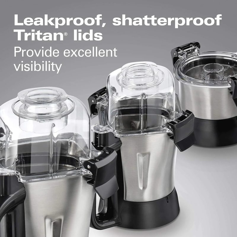 Hamilton Beach Professional 4-in-1 Juicer Mixer Grinder, Commercial-Grade 1400 Watt Motor, 120V, 3 Leakproof Jars, For Wet and Dry Spices, Chutneys and Curries, Engineered in India & USA (58770) - Image 7