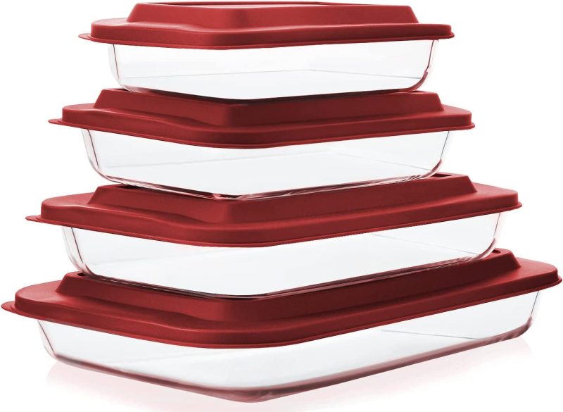 8-Piece Deep Glass Baking Dish Set with Plastic Lids - Image 10