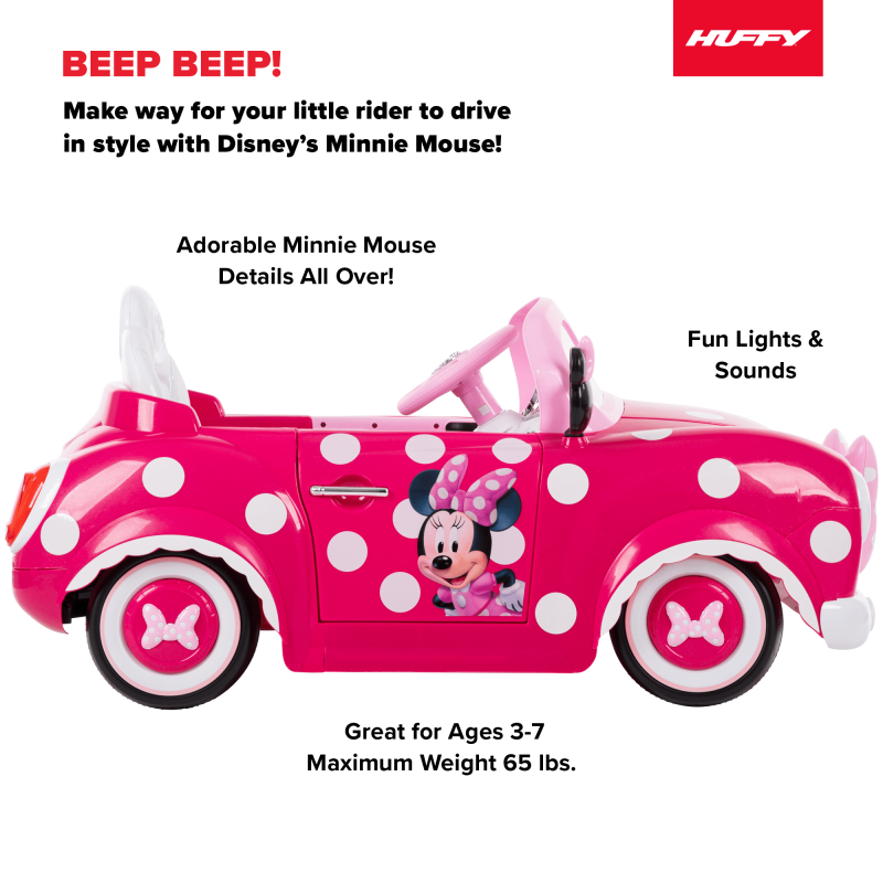 Huffy Disney Minnie Mouse Battery-Powered Ride-On Car, 6V, Kids Ages 3+ - 图片 2