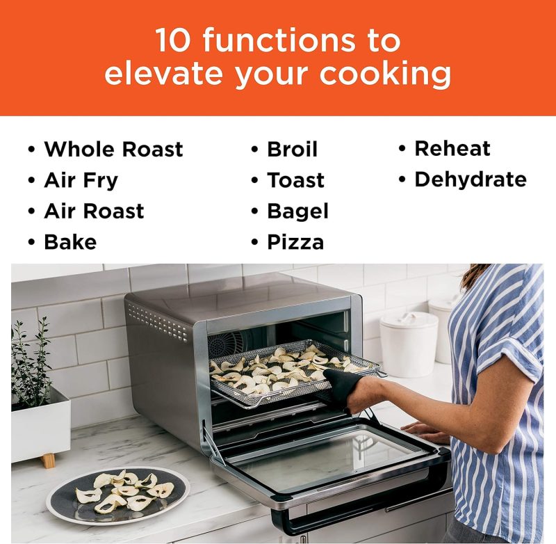 10-in-1 Smart Air Fry Digital Countertop Convection Toaster Oven with Thermometer XL Capacity and a Stainless Steel Finish - Image 2