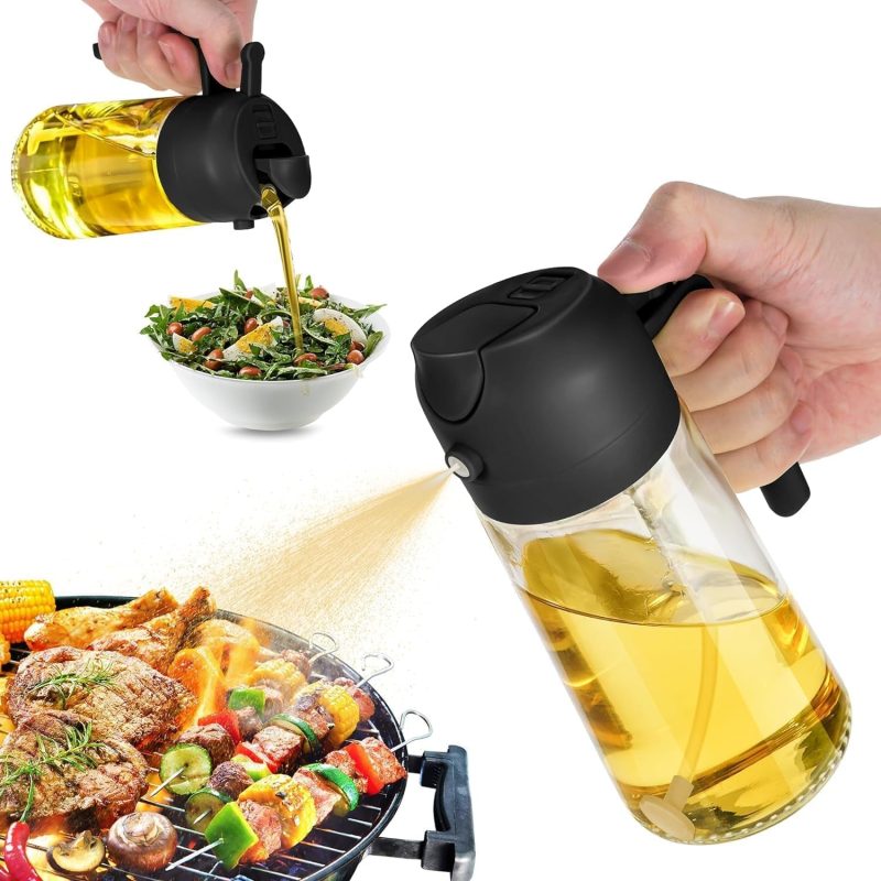 16 Oz Oil Dispenser Bottle for Kitchen – 2 in 1 Olive Oil Dispenser and Oil Sprayer – 470Ml Olive Oil Bottle