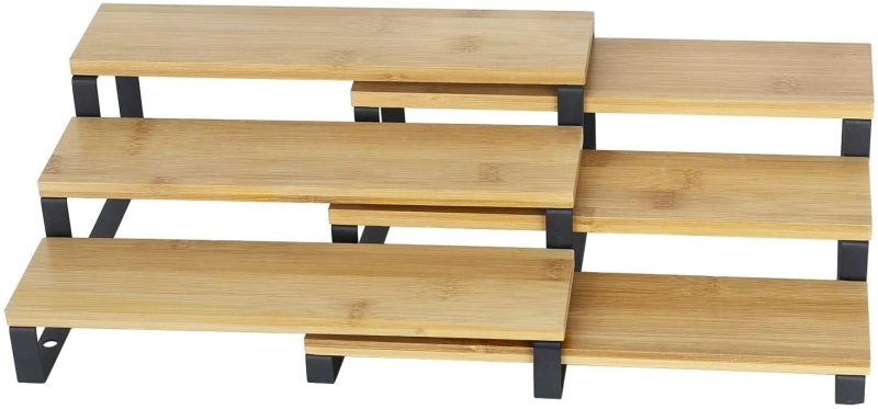 3 Tier Expandable Spice Rack Step Shelf Bamboo Organizer for Kitchen Cabinet - Image 8