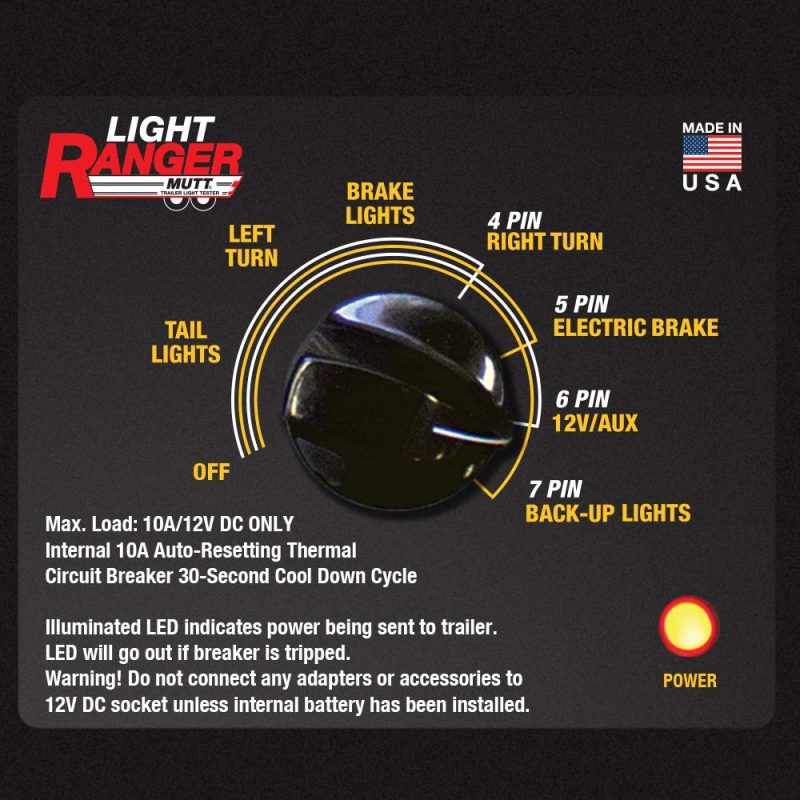 Heavy Ranger MUTT Universal Portable and Water-Resistant Trailer Light Tester with 7-Way Round Pin Arrangement - Image 16