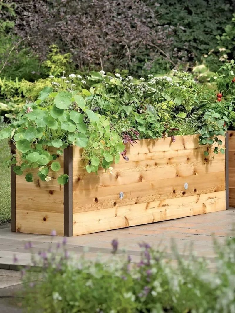 EcoStained Self-Watering Raised Planter Box with Aluminum Legs, Cedar/Cypress, 96   x24   x29 - Image 9