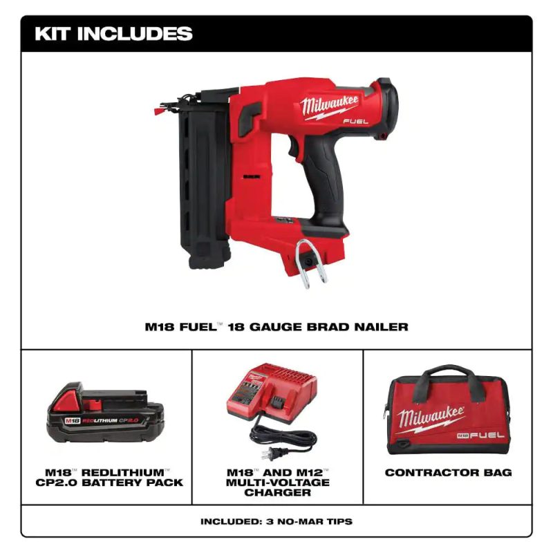 2746-21CT M18 GEN II 18-Volt 18-Gauge Lithium-Ion Brushless Cordless Brad Nailer Kit with One 2.0 Ah Battery, Charger and Bag - Image 15