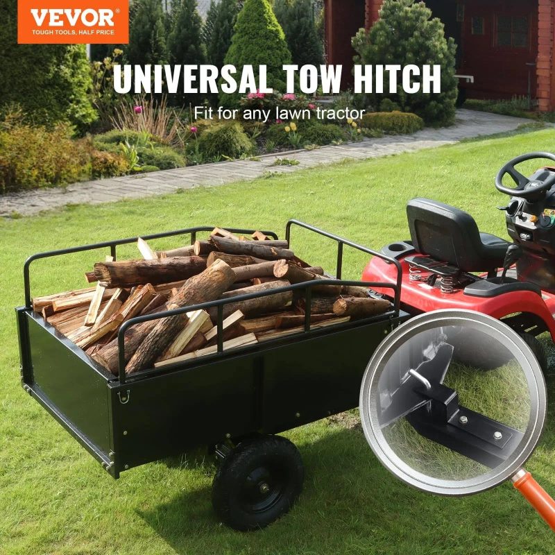VEVOR Heavy Duty ATV Trailer Steel Dump Cart, 750-Pound 15 Cubic Feet, Garden Utility Trailer with Removable Sides for Riding L - Image 7