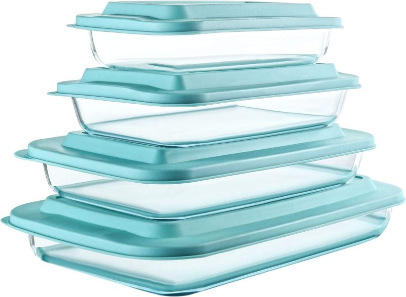 8-Piece Deep Glass Baking Dish Set with Plastic Lids - Image 8