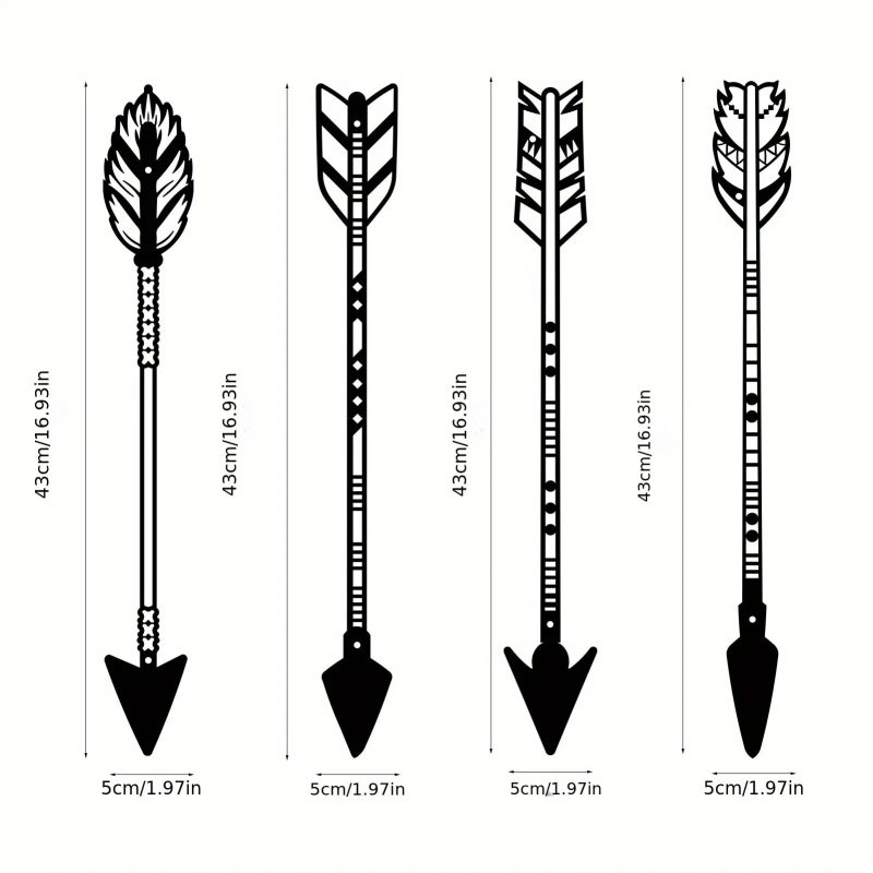 4 Pcs Black Metal Arrow Wall Art Set - Image 3
