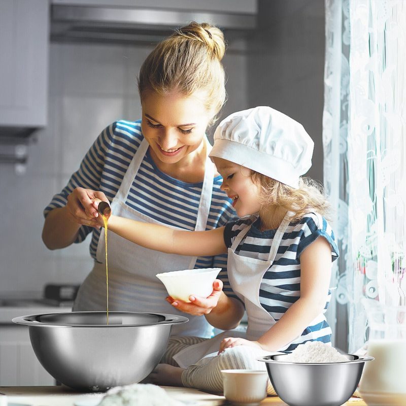 14 Pieces Stainless Steel Mixing Bowls With Measuring Cups and Spoons - Image 8