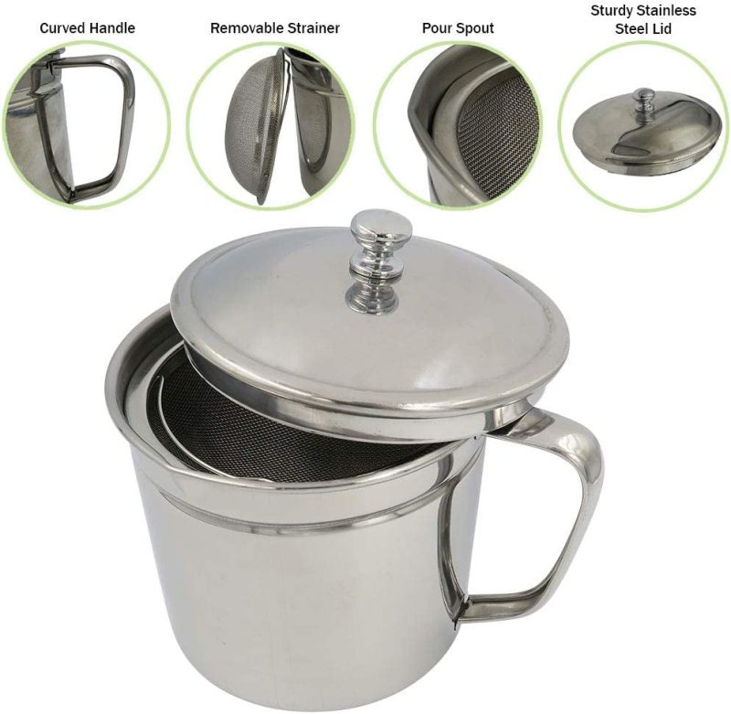 5-Cup Oil Strainer/ Grease Container with Easy-Grip Handle - Image 3