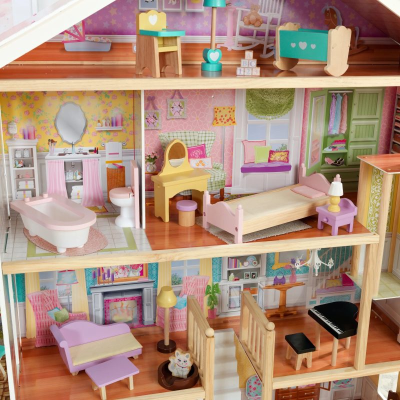 KidKraft Grand View Mansion Wooden Dollhouse with 34 Accessories, Ages 3 and up - Image 4