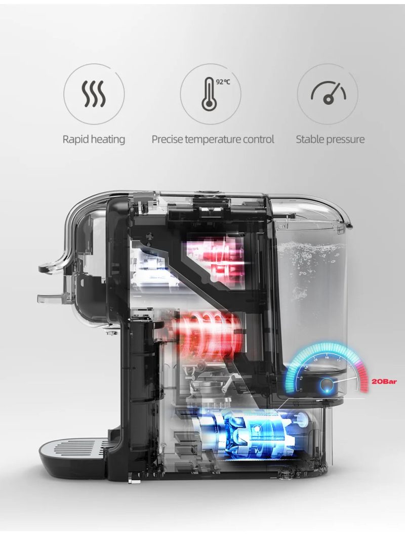 5-in-1 Coffee Machine – 20-Bar Multiple Capsule Brewer with Milk Frother - Image 14