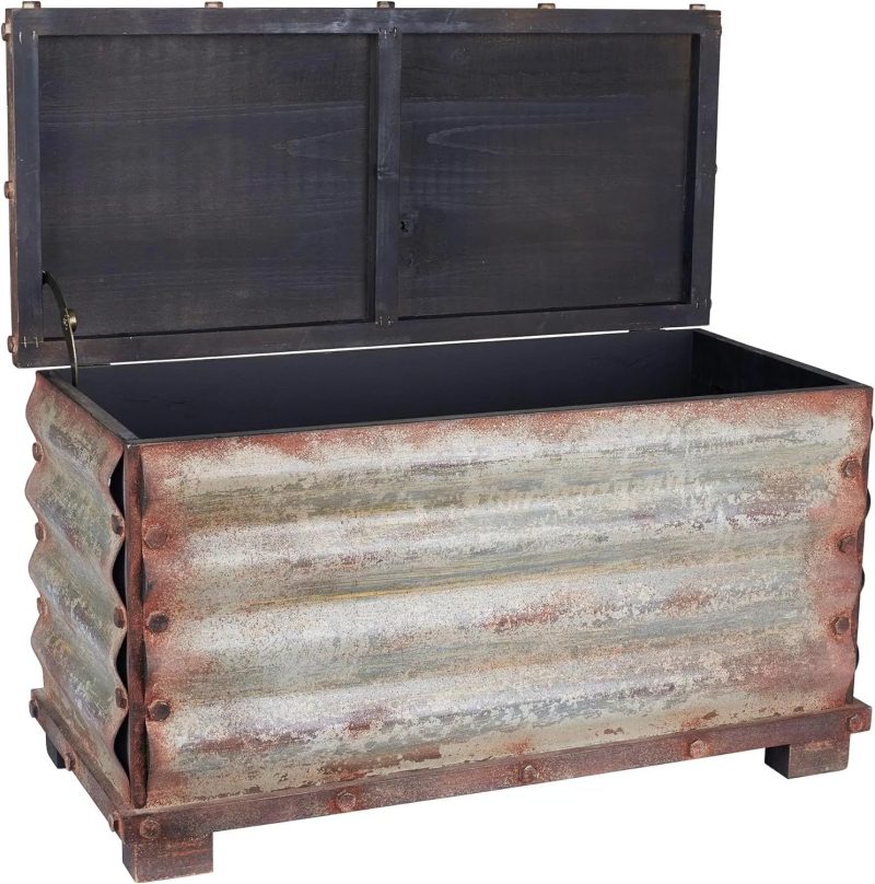 Household Essentials Decorative Box, rustic wood frame and metal siding, spacious and handcrafted - 图片 4