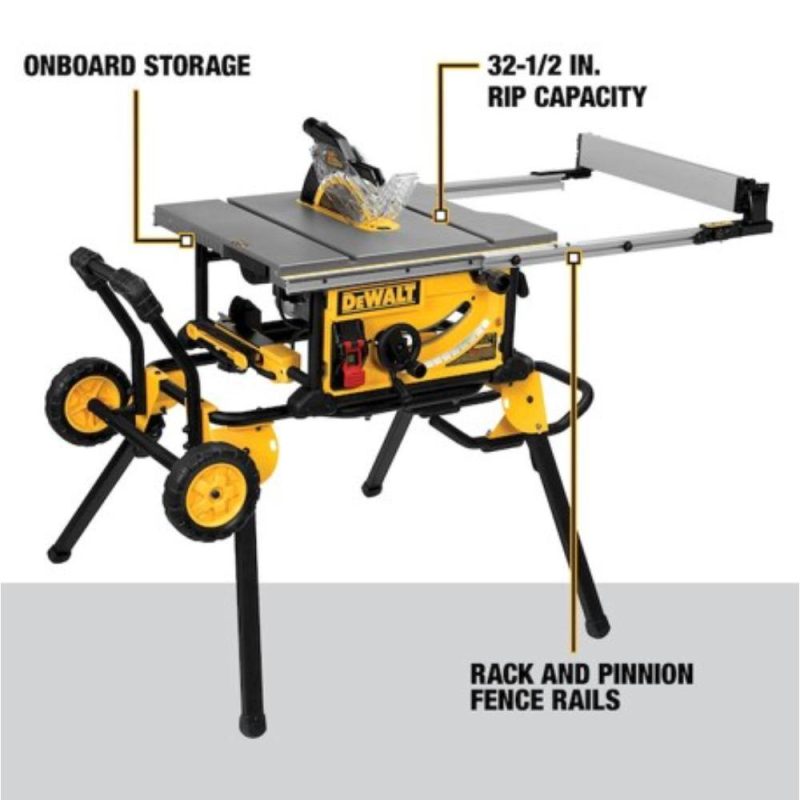DW 15 Amp Corded 10 in. Job Site Table Saw with Rolling Stand DWE7491RS - Image 3