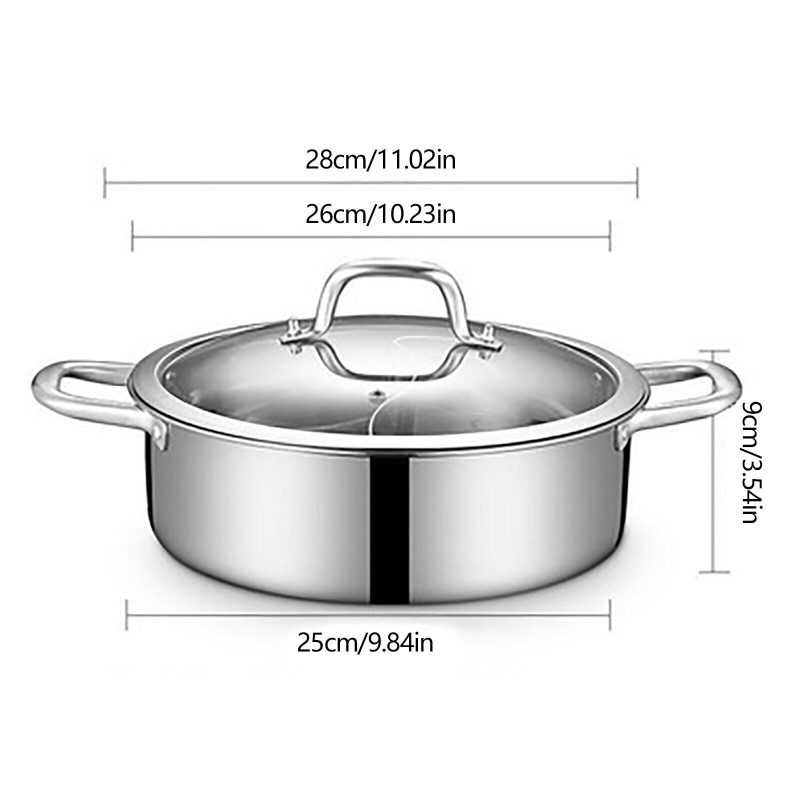 304 Stainless Steel Shabu Shabu Dual Sided Hot Pot W/ Lid And 2 Ladles - Image 14