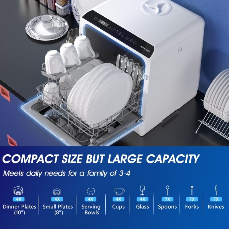 Portable Countertop Dishwasher with 5-Liter Built-In Water Tank and Air-Dry Function, 5 Washing Programs - Image 7