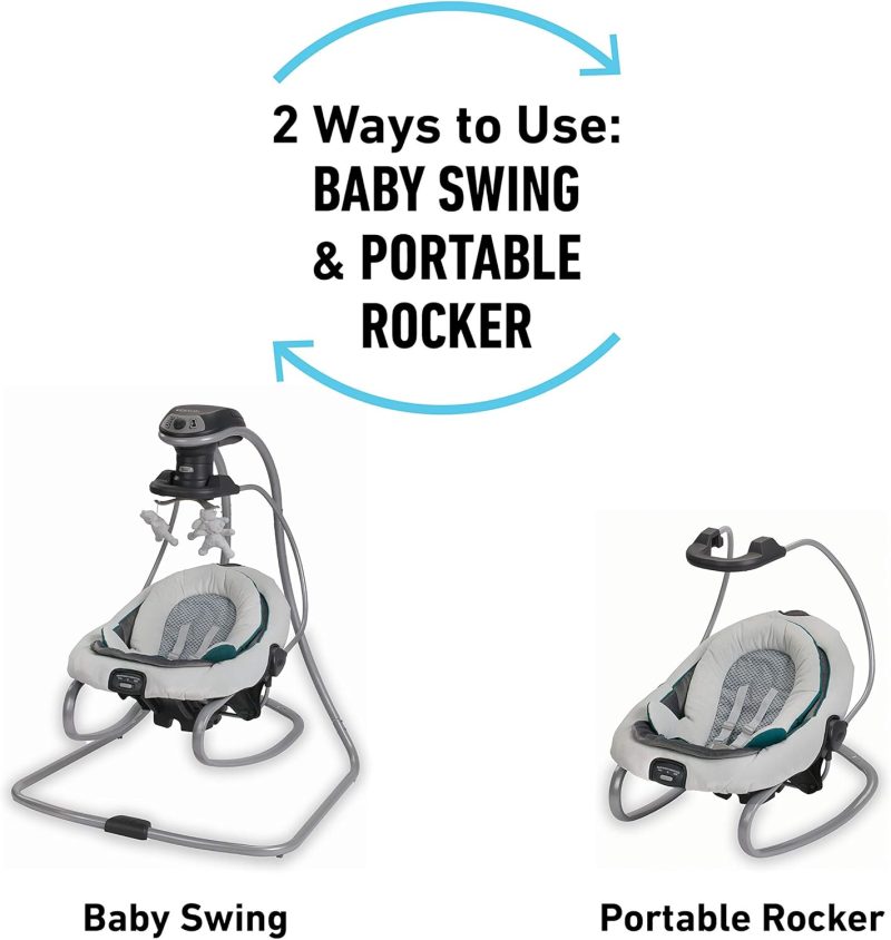 Graco DuetSoothe Swing and Rocker, Sapphire, 3-Position, 2-Speed Vibration, Portable with Carry Handles - Image 2