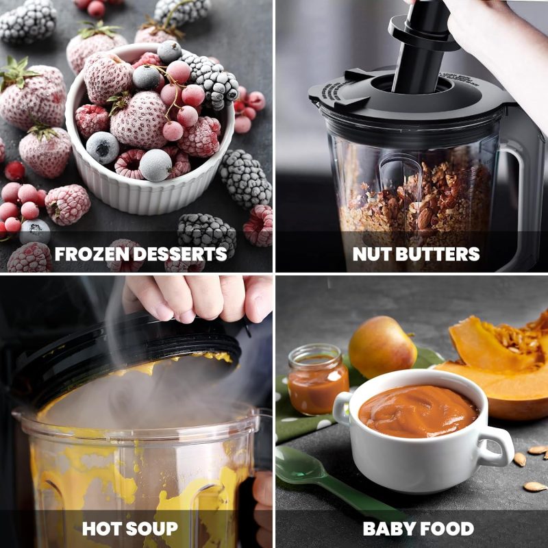 Commercial Blender, 1500W Vacuum Blender for Less Foam, Professional-Grade Quiet Shield, Kitchen Timer, 9 Speeds, 6 Programs for Smoothies, Frozen Drinks, Self-Cleaning, 64oz Bulk Production - 图片 6