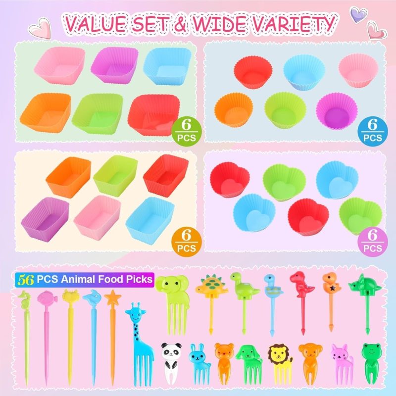 80 Pcs Silicone Lunch Box Dividers for Kids Lunch Accessories Set - Image 5