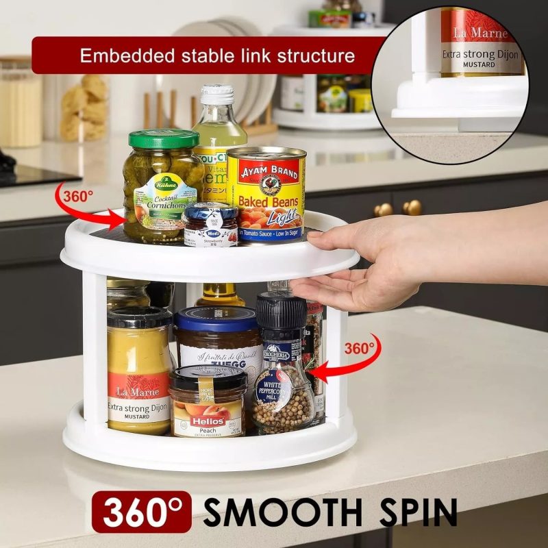 2 Tier Lazy Susan 360° Turntable, 10 inch, Kitchen Spice Organizer Rack - Image 5