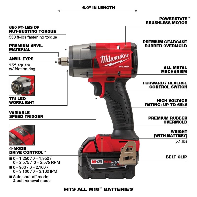 18V M18 FUEL Lithium-Ion Brushless Cordless 7-Tool Combo Kit 5.0 Ah - Image 7