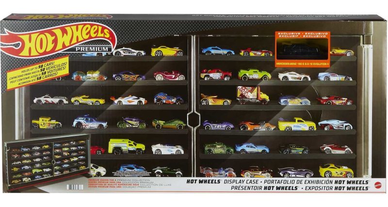Hot Wheels Display Case with Exclusive Mercedes-Benz 190E 1:64 Scale Sports Car - 图片 6