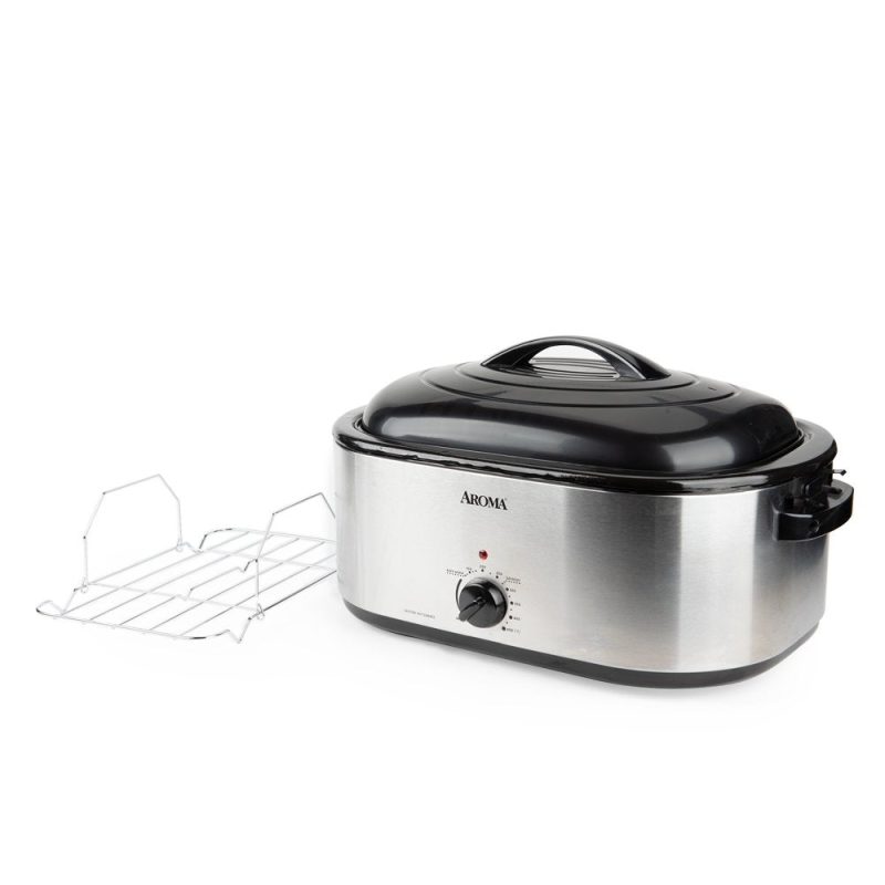 Aroma 22 Quart Electric Roaster Oven Stainless Steel with Self-Basting Lid - Image 6