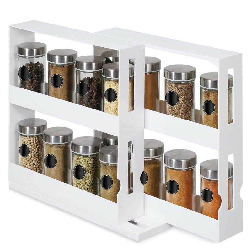 2 Tiers Multi Function Kitchen Storage Seasoning Spice Rack, Rotating Organizer - Image 8
