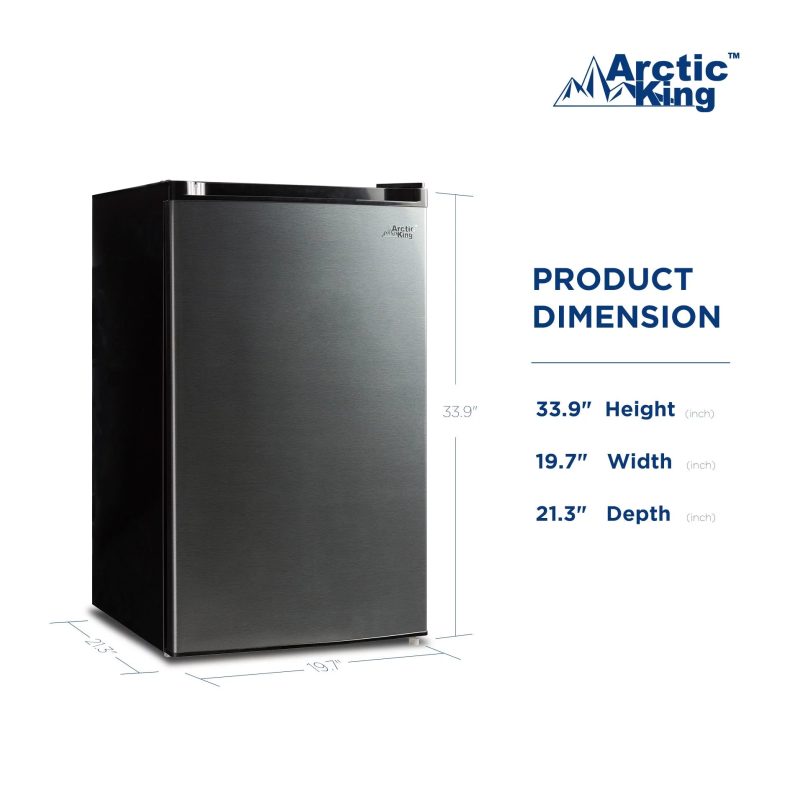 Arctic King 4.4 Cu ft One-Door No Freezer Mini Fridge, Black Stainless Steel Look E-Star, ARM44A5ASL - MadeInUSA - Image 5