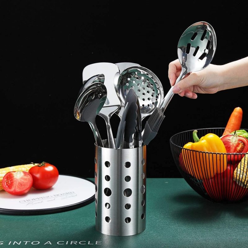 13 Pieces Stainless Steel Cooking Utensils Set With Utensil Holder - Image 3
