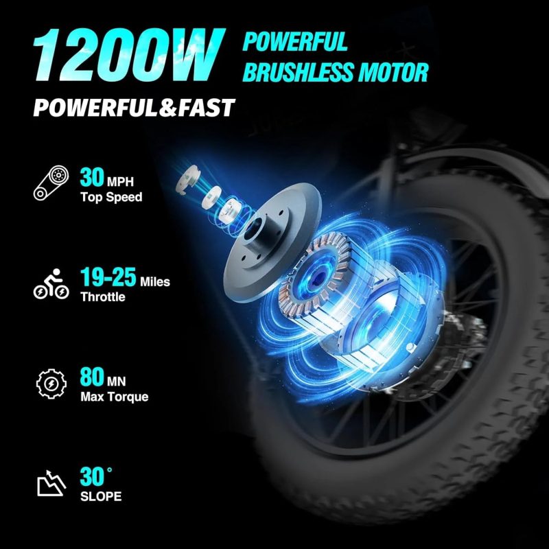 Electric Bike for Adults Ridstar, 1200W 30mph Moutain Bike,48V 15.6AH Battery E-Bike,20" Fat Tire Electric Motorcycle,Electric Bicycle 7 Speed Full Suspension - Image 2