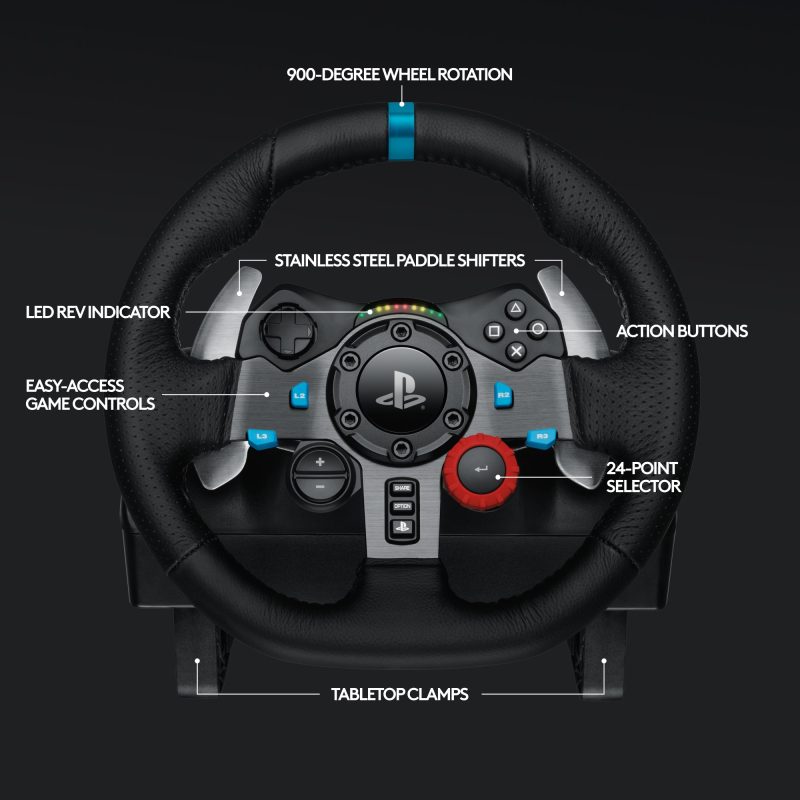 Logitech – G29 Driving Force Racing Wheel and Floor Pedals for PS5, PS4, PC, Mac – Black - Image 6