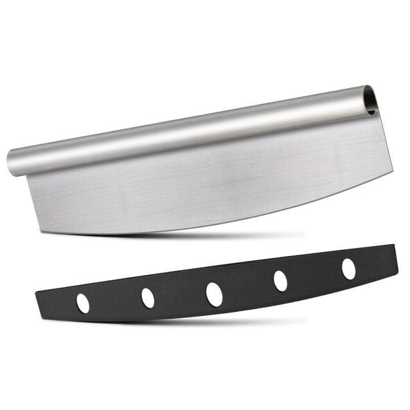 14′′ Pizza Cutter Sharp Rocker Blade Heavy Duty Stainless Steel Slicer With Cover - Image 5