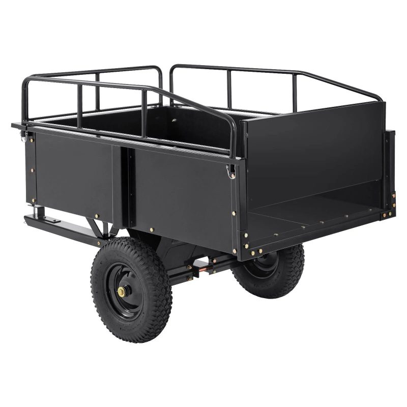 VEVOR Heavy Duty ATV Trailer Steel Dump Cart, 750-Pound 15 Cubic Feet, Garden Utility Trailer with Removable Sides for Riding L - MadeInUSA - Image 6