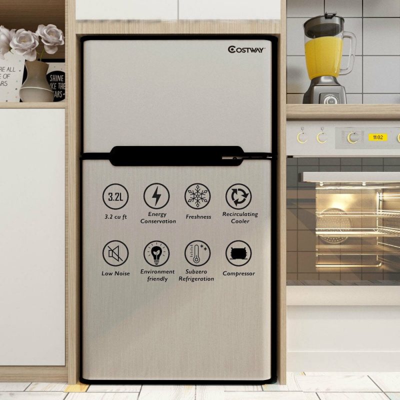 Costway Refrigerator Small Freezer Cooler Fridge Compact 3.2 Cu Ft. Unit - Image 4