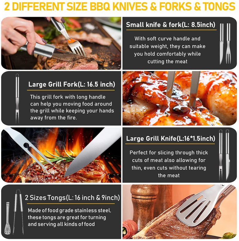 34 Pcs BBQ Grill Accessories Tools Set, 16 Inches Stainless Steel Grilling Tools With Carry Bag - Image 5